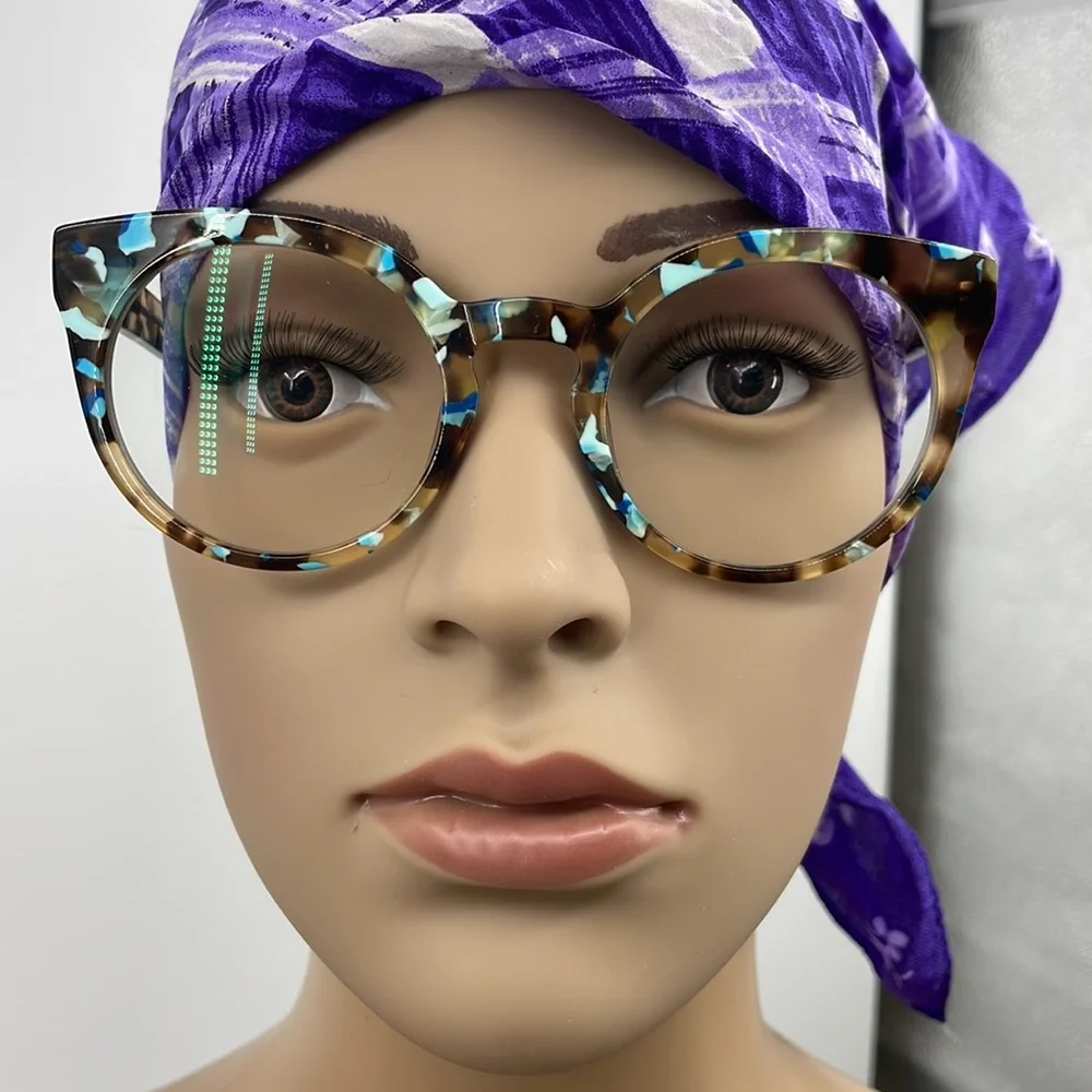 Artsy Colorful Zenni Optical Cat-Eye / Round Tortoise Glasses Frames